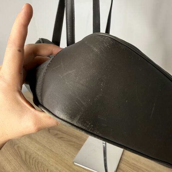 Coach Vintage Plain Gray and Brown Shoulder Bag Medium - Picture 8 of 11